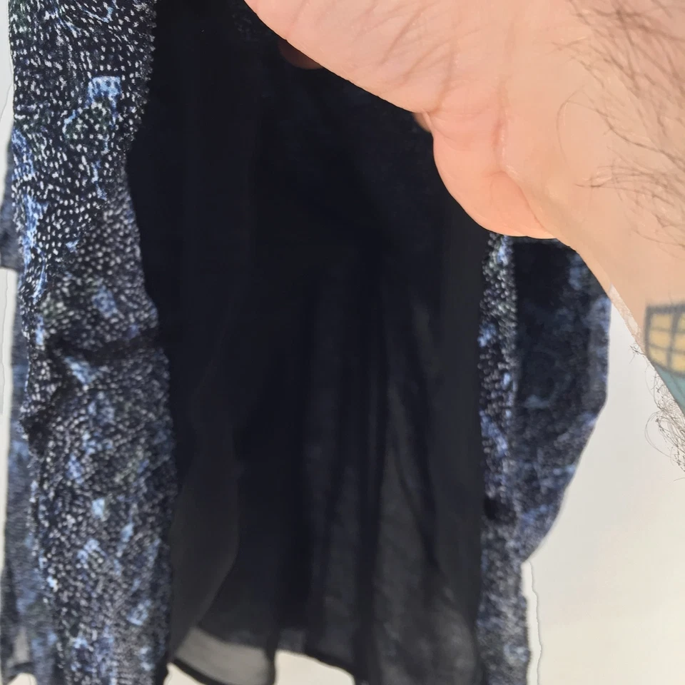 Zara Mujer Mini Vestido Talla S Aus 8 Negro Floral Sin Mangas Volantes Cuello en V 123189 Foto 4 de 4