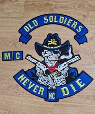 Old Soldiers Never Die MC Patch Set - North Carolina NC 5pc Large Back Rocker Se