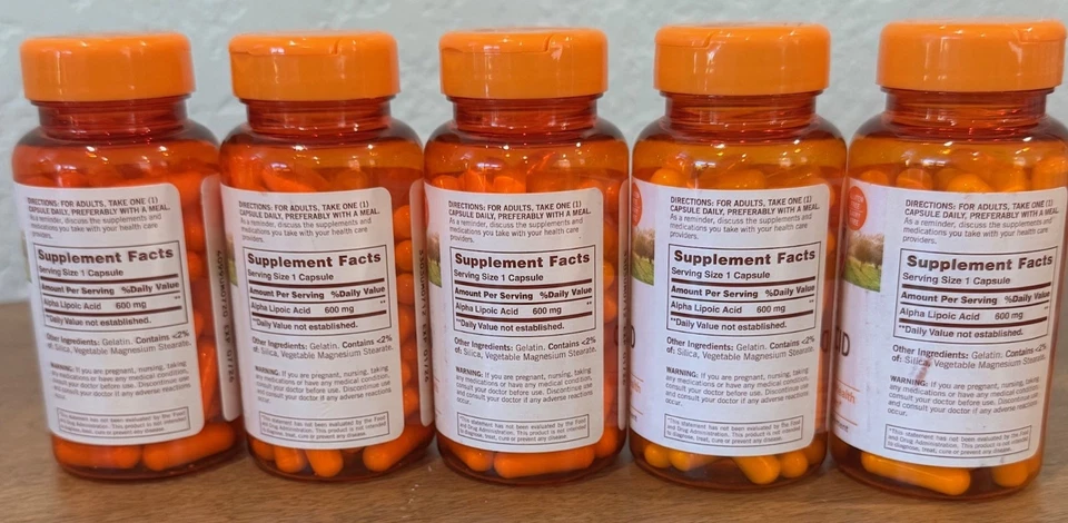 Sundown Naturals Ácido Super Alfa Lipoico 600 mg 300 Cápsulas ¡Lote de 5! ENVÍO RÁPIDO Foto 2 de 4