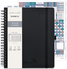 POPRUN Teacher Planner 2026-2027, 8.5" x 11", Academic Lesson Plan Book for Teac