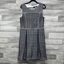 Karl Lagerfeld Fit  Flare Dress Women's 12 Black White Lace Overlay Back Zip
