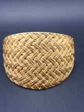 Vintage French Gold Tone Basket Weave Barrette Hair Clip Made In France