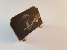 PORTE MENU  ou CARTE JAPONAIS LAITON DAMASQUINE STYLE KOMAI MONT FUJI 1930