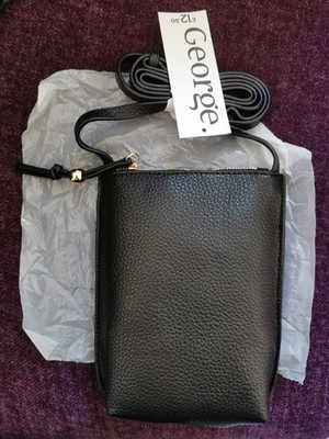 George Damen Handytasche schwarz Lederoptik mit Reißverschluss, schwarz