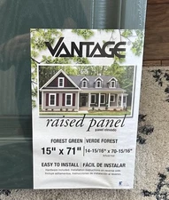 Set of 2 VANTAGE Forest Green Raised Panel Vinyl Exterior Shutters 15" x 71" USA