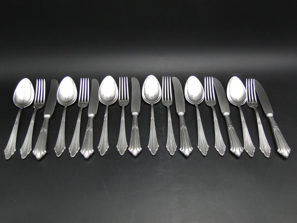 WMF Speisebesteck Fächermuster Modell 900 versilbert Besteck Jugendstil 18 Teile - Image 2 of 4
