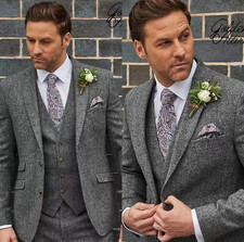 Men Suit Costume Business Tailor-Made 3 Pieces Blazer Vest Pants Formal Cotton