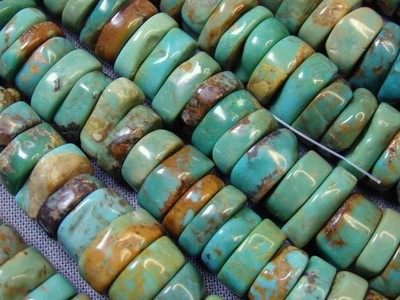 RARE Nevada ROYSTON TURQUOISE 10-11mm Heishi Beads 4'' Strand 80+cts 
