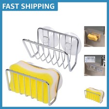 Stainless Steel Suction Cup Sponge Holder Set - 2 Pack for Stylish Storage