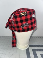 Tie Scrub Cap Ohio State Buffalo Plaid, Handmade, Classic Men's Style, Cotton