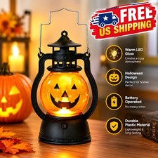 Halloween Pumpkin Lantern LED Light Hanging Retro Tabletop Party Home Decor Set