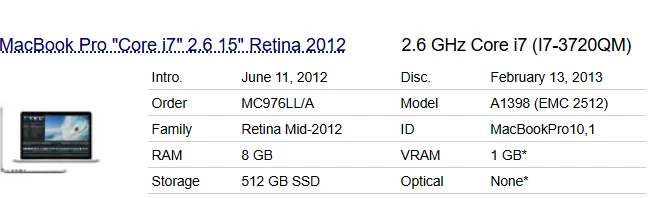 Apple MacBook A1398 15" 2012 i7-3720QM 8GB RAM No SSD *For Parts* AS IS H3674 - Image 2 of 4