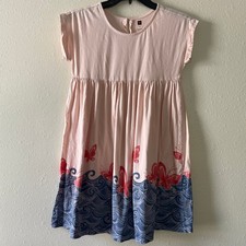Tea Collection Girls Pink Butterfly Ocean Wave Cotton Jersey Dress Size 12