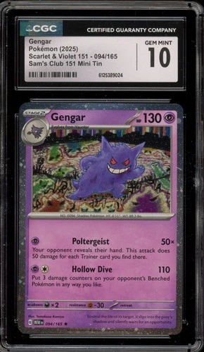 Pokemon Gengar Sam's Club 151 Mini Tin Holo Rare #094 CGC 10 Gem Mint