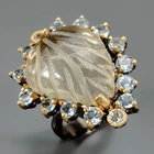 Handmade 25 ct+ Natural Lemon Quartz Ring 925 Sterling Silver Size 7.5 /R440892