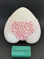 Victoria's Secret Pink | Red Christmas Lights Lace No Show Thong Panty Sz M NWT