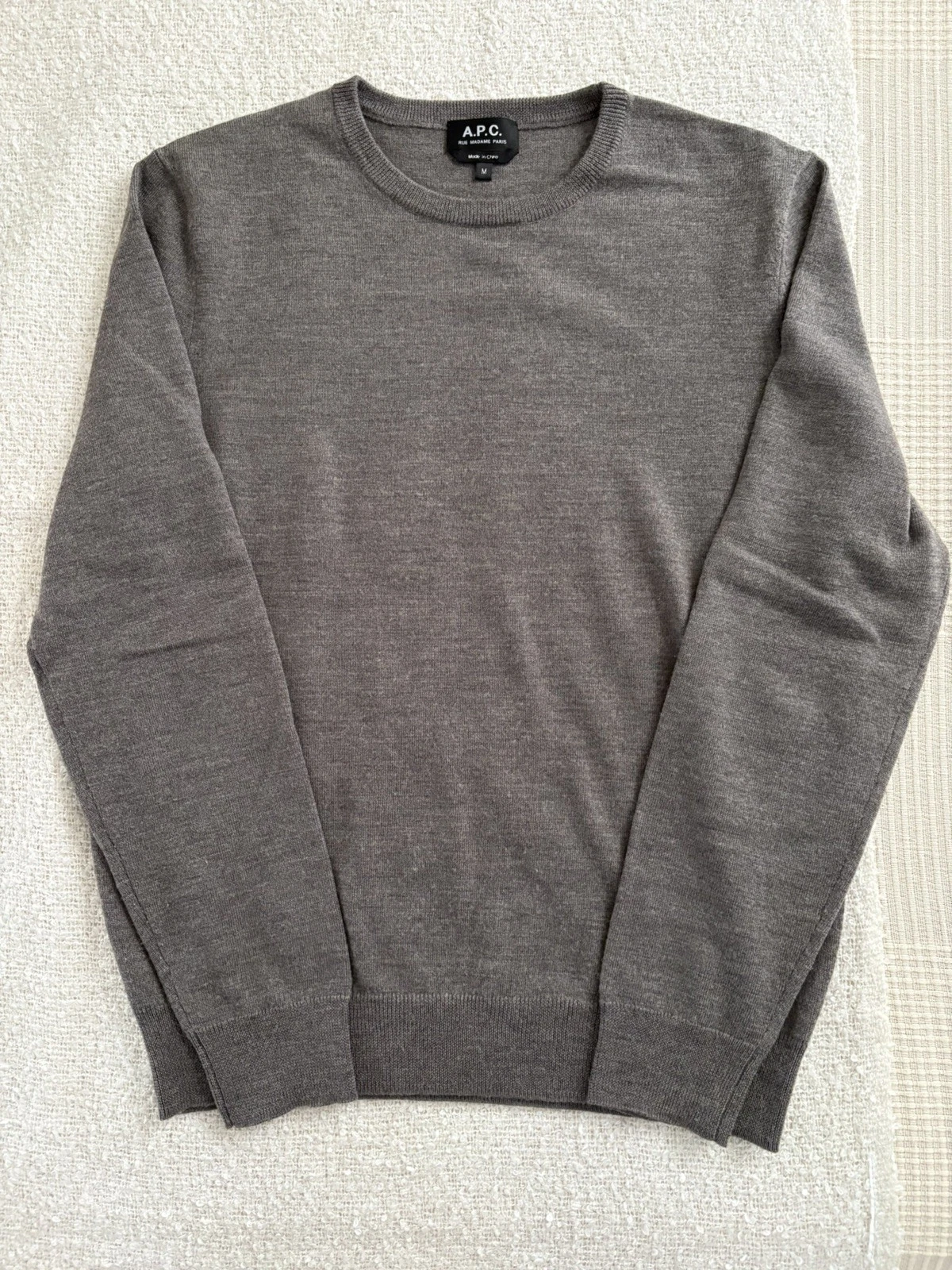 A.P.C. Men's Sweater Size Medium Wool Grey Brown Lightweight