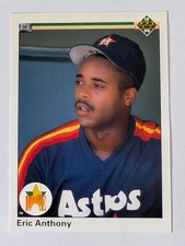 1990 ERIC ANTHONY ROOKIE CARD UPPER DECK RC #28 HOUSTON ASTROS MLB BASEBALL. rookie card picture