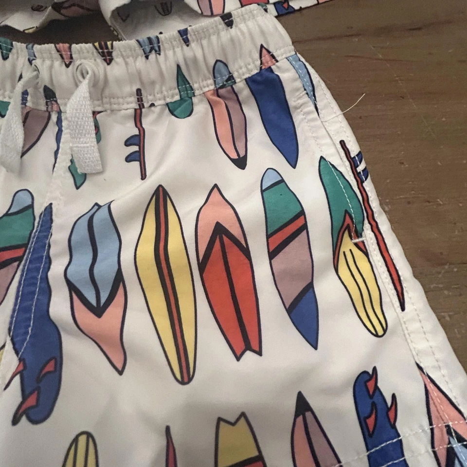 2 x Bañadores Hanna Anderson Niños 2T Blanco Tabla de Surf Estampado Malla Forrados Bolsillos Foto 2 de 4