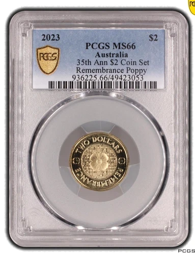 2023 Australia - 35th Ann $2 Coin Set - Gold Poppy - PCGS Graded MS66