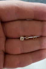 0.50 TCW Natural Diamond Stud Earrings 4 Prong 14k Yellow Gold Screw