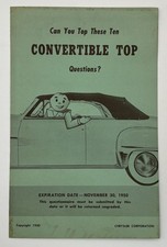 Original 1950 Chrysler Convertible Top Training Questionnaire
