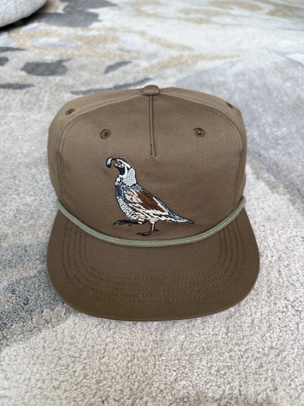 Duck Camp California Quail Rope Hat Snapback Cap Olive Green Embroidered NEW