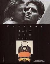 Aramis Tuscany Men's Fragrance Print Ad 1988 Vintage Perfume Bottle
