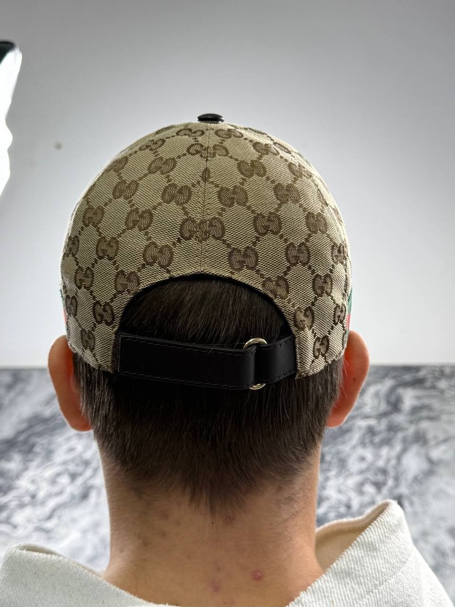 Gucci Black and Beige GG Canvas Baseball Cap (100% Authenfic) GG canvas baseball cap in beige and dark brown | GUCCI® US main image 3