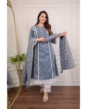 Indian Women Cotton Kurta Palazzo Dupatta Set Beautiful Salwar Kameez Readymade