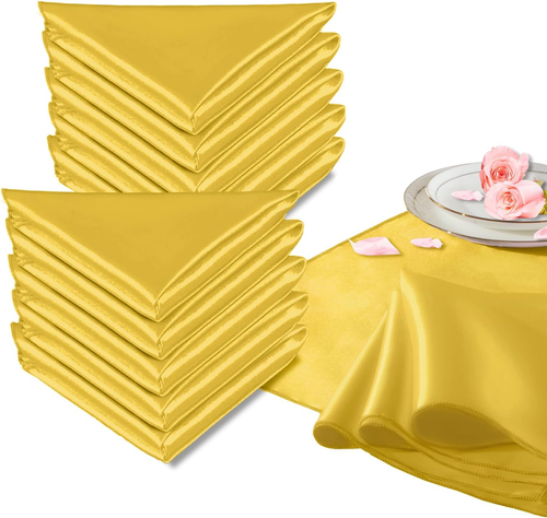 60Pack Satin Table Cloth Napkins 17 X 17 Inches, Square Satin Napkins Gold Dinne