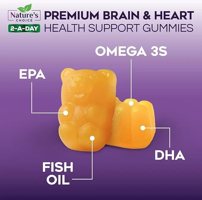 Omega 3 Gominolas de Aceite de Pescado, Suplemento Gomoso Omega 3 Saludable para el Corazón DHA y EPA Extra Foto 3 de 4