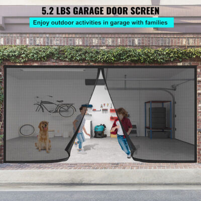 Garage Door Screen Garage Net 16x7 ft for 2 Car Magnet Bottom Heavy-Duty Durable