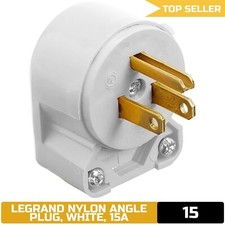 Legrand Pass  Seymour 15A 250V Medium Duty Nylon Angle Plug NEMA 5-15P White