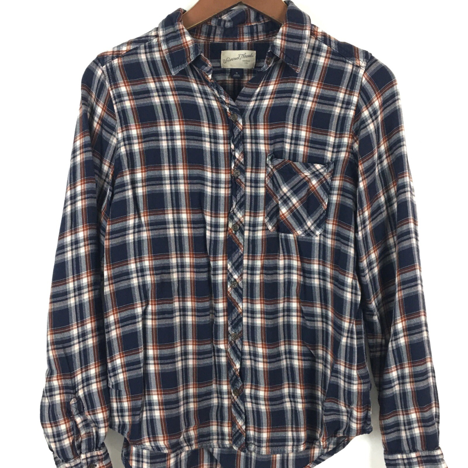 Universal Thread Top Medium Blue Plaid Button Up … - image 2