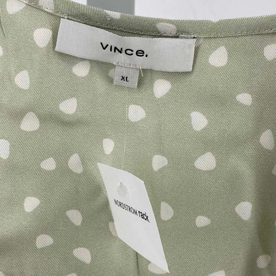 Vince Green and White Classic Wrap Blouse | Silk Material - Image 4 of 4