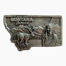 Montana 100 Year 1889-1989 Centennial Limited Edition Bronze Pewter Belt Buckle