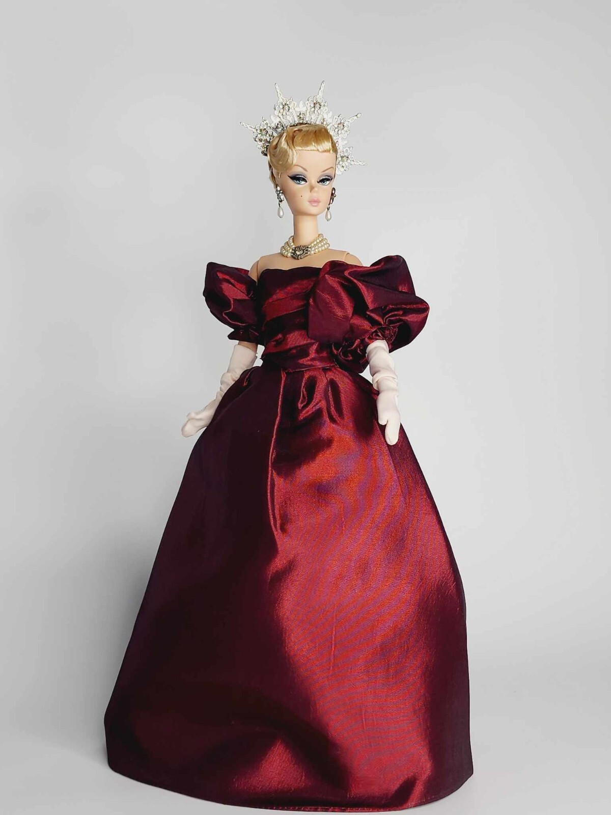 Handmade Silk Stone Fashion Royalty Barbie Doll Dress New-image