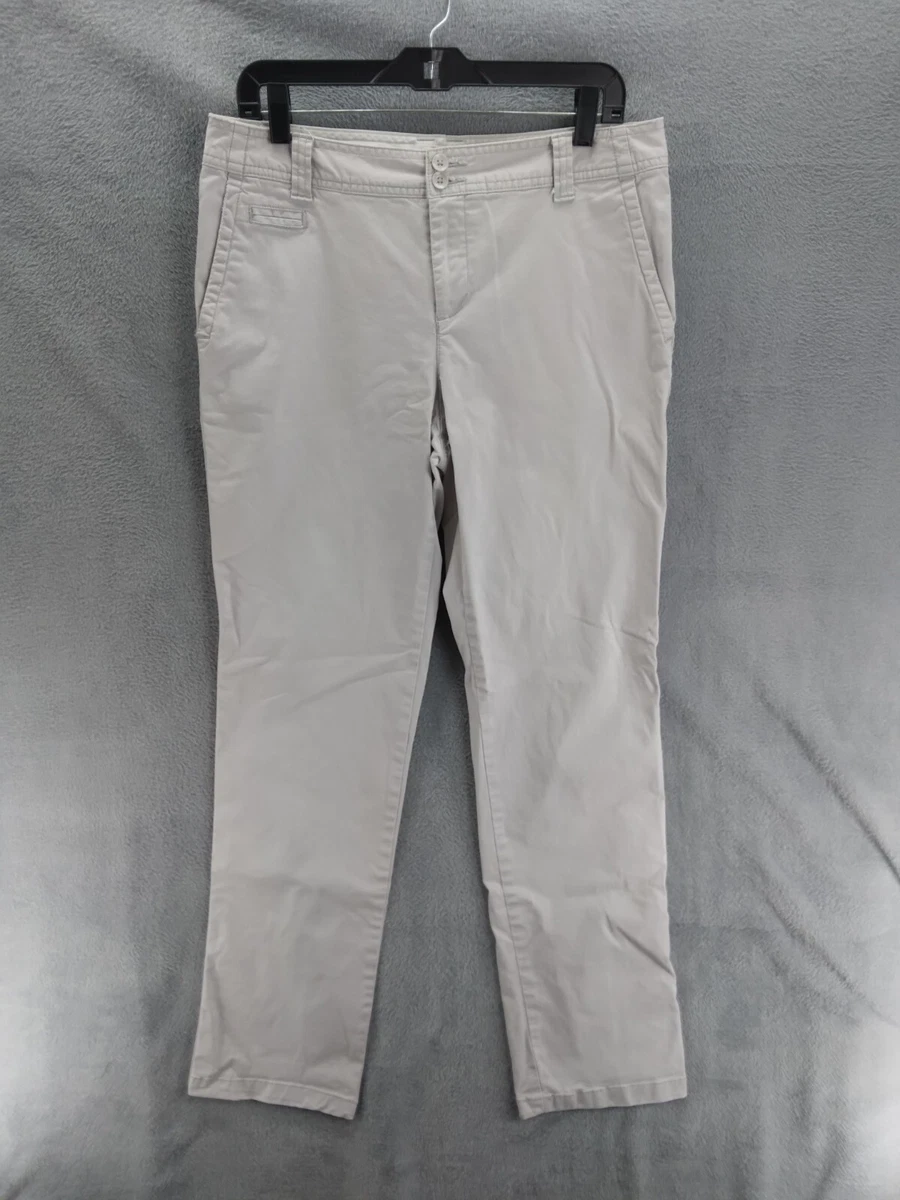 St Johns Bay Pants Women Sz 10 Beige Mid Rise Straight Leg Pockets Casual