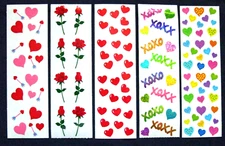 Mrs Grossman- Five Sheets 2x6 inch Vintage Valentines Day Themed Stickers