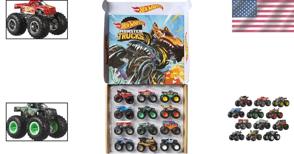 Pacote com 12 Monster Trucks conjunto fundido - veículos em escala 1:64 para crianças e colecionadores - Imagem 2 de 4