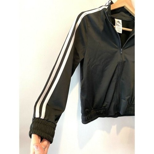 New Adidas Track Jacket Full Zip Black Athletic Activewear Girls Youth 14 $45 - Picture 8 of 9