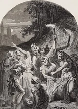 19th century print "Les Vagres" Castelli drawing engraved by Ch. Colin