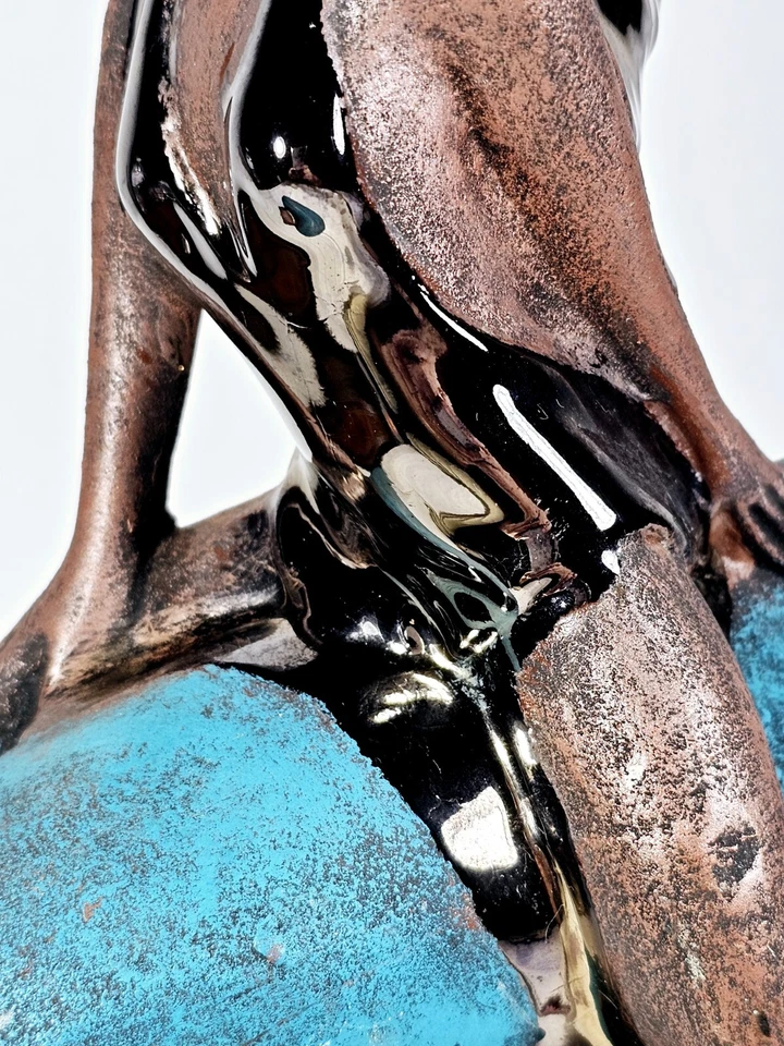 Decoración artística de mesa de arcilla de delfín montando de colección para mujer, 12" Foto 3 de 4