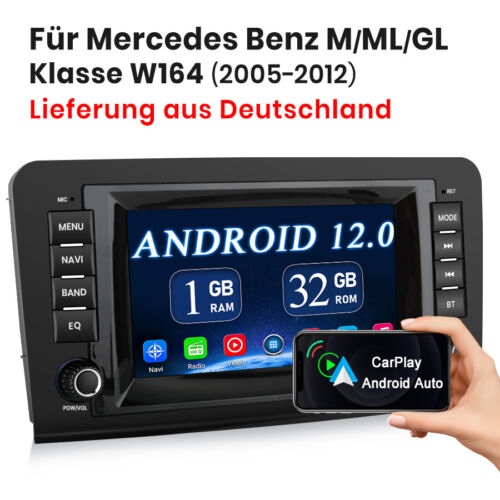 Für Mercedes Benz W164 GL320 ML350 X164 Autoradio Android 12 CarPlay GPS WIFI BT - Afbeelding 1 van 11