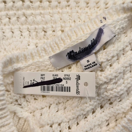 Madewell Häkel-Strick Rundhals Pullover Tank in hellem Elfenbein Größe S Neu mit Etikett - Bild 8 von 10