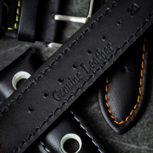 Leather Rally Watch Strap | Soft Calfskin | 20mm 22mm 24mm | Red Orange White - Picture 11 of 20