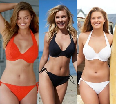 Bravissimo Sorrento Bikini Oberteil SW362 oder Slip in weiß orange schwarz (AA-70)