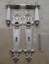 Nickel Messing T&uuml;r Griff Beschlag BB 72 Langschild T&uuml;rgriffe Gr&uuml;nderzeit WNB-2N