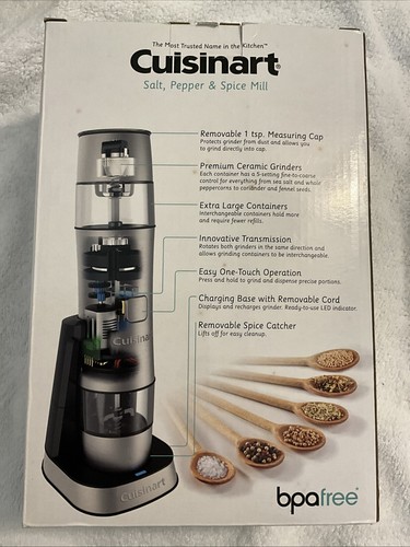 NEW CUISINART SALT PEPPER & SPICE MILL RECHARGEABLE 2 in 1 - Picture 2 of 4